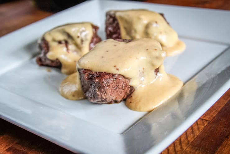 venison Topped with Cheese Sauce