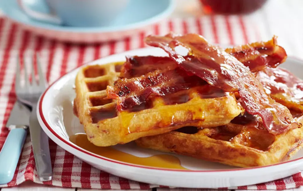 waffles and bacon