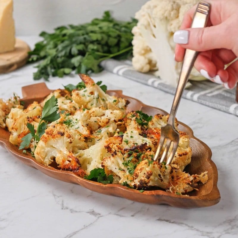 Crispy Roasted Cauliflower with Cheese