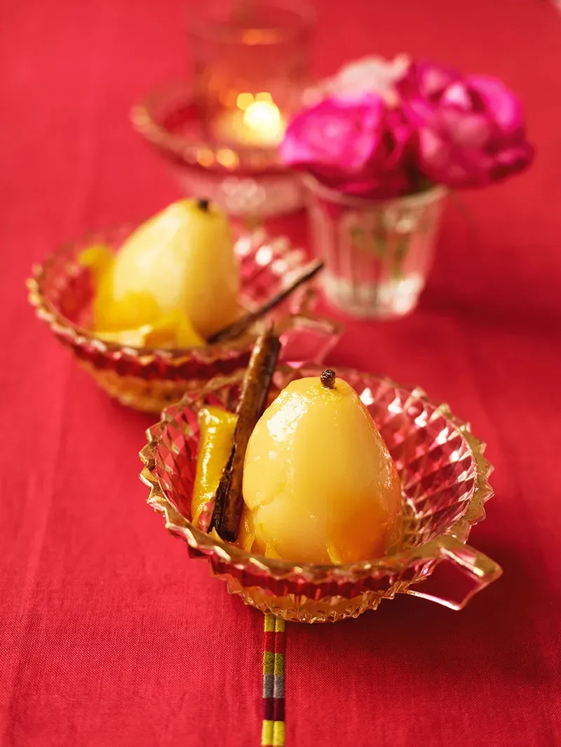 Citrus-poached pears from Jamie Oliver