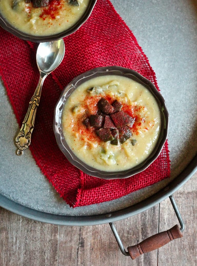 6 Ingredient Roasted Poblano Pepper Potato Soup