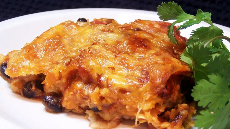 Canned Hominy and Chicken Enchiladas