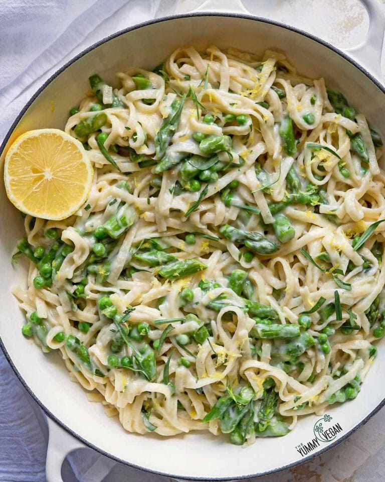 Creamy Pasta with Lemon Tarragon Asparagus