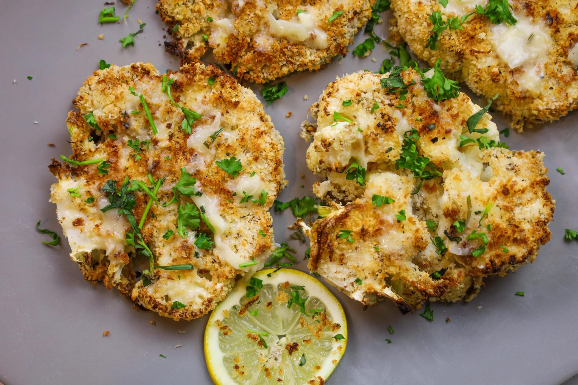 Crispy Cauliflower Steaks with a Creamy Tarragon Sauce (Vegan)