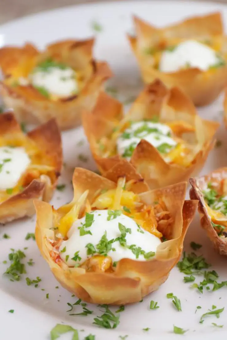EASY MINI CHICKEN ENCHILADA WONTON CUPS
