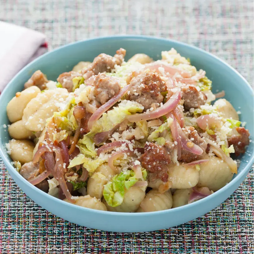 Gnocchi with Sausage and Savoy Cabbage
