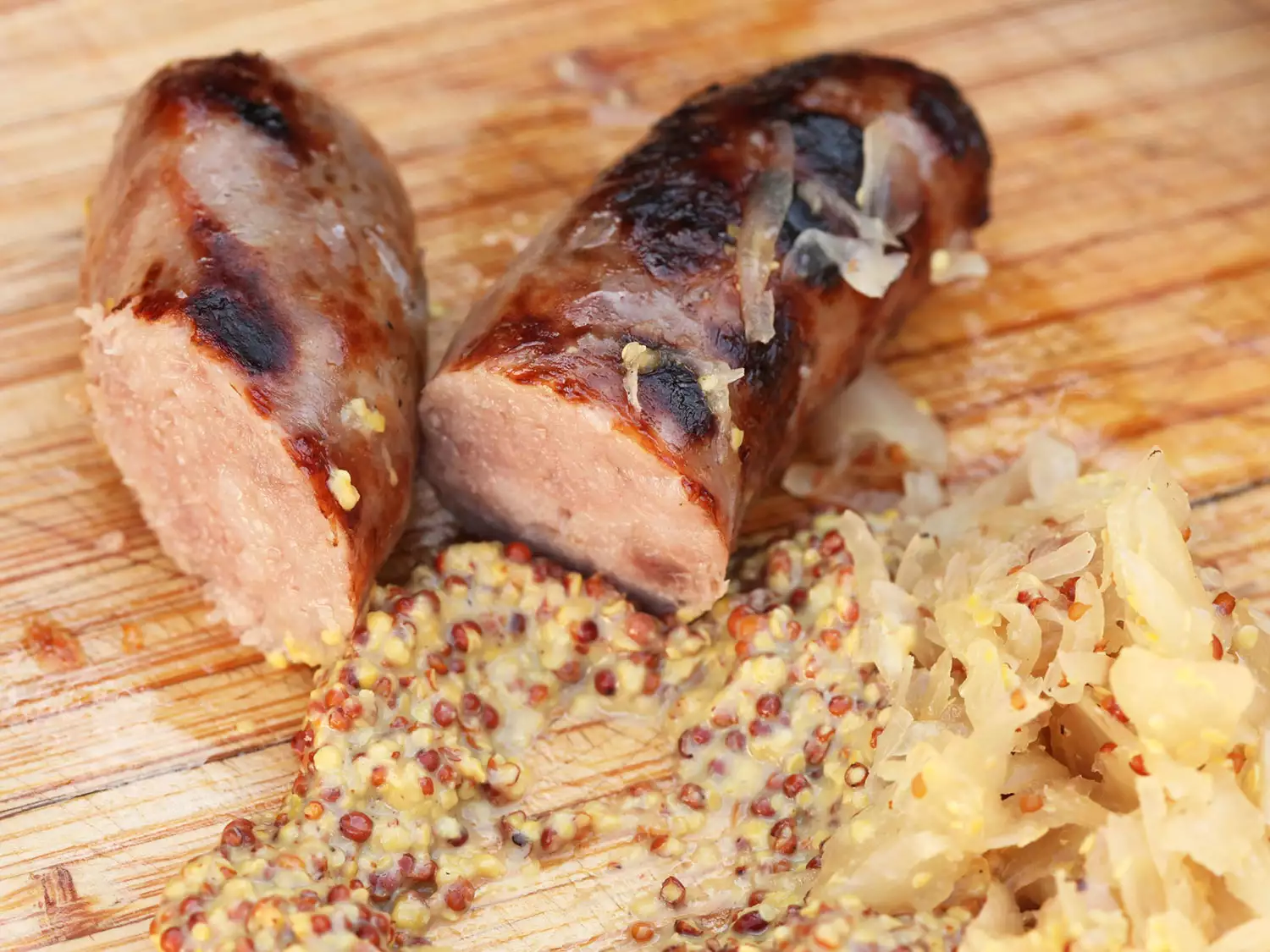 Grilled Bratwurst With Beer, Mustard, and Sauerkraut