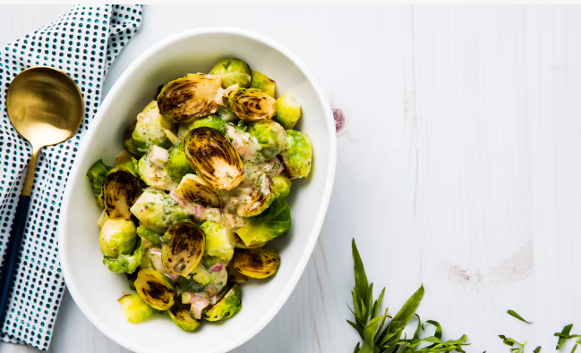 Healthy Vegan Tarragon Mustard Brussels Sprouts