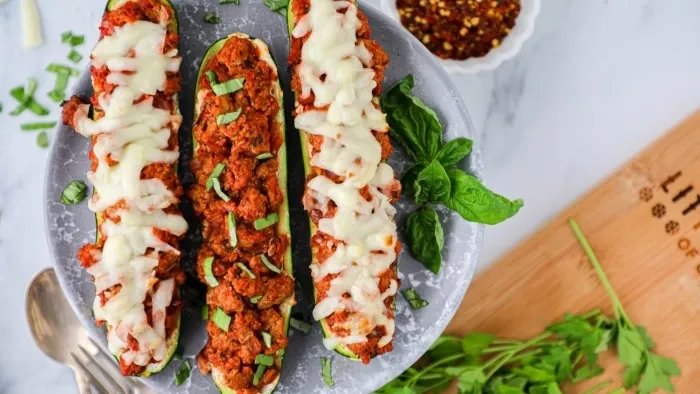 Lasagna Stuffed Zucchini Boats