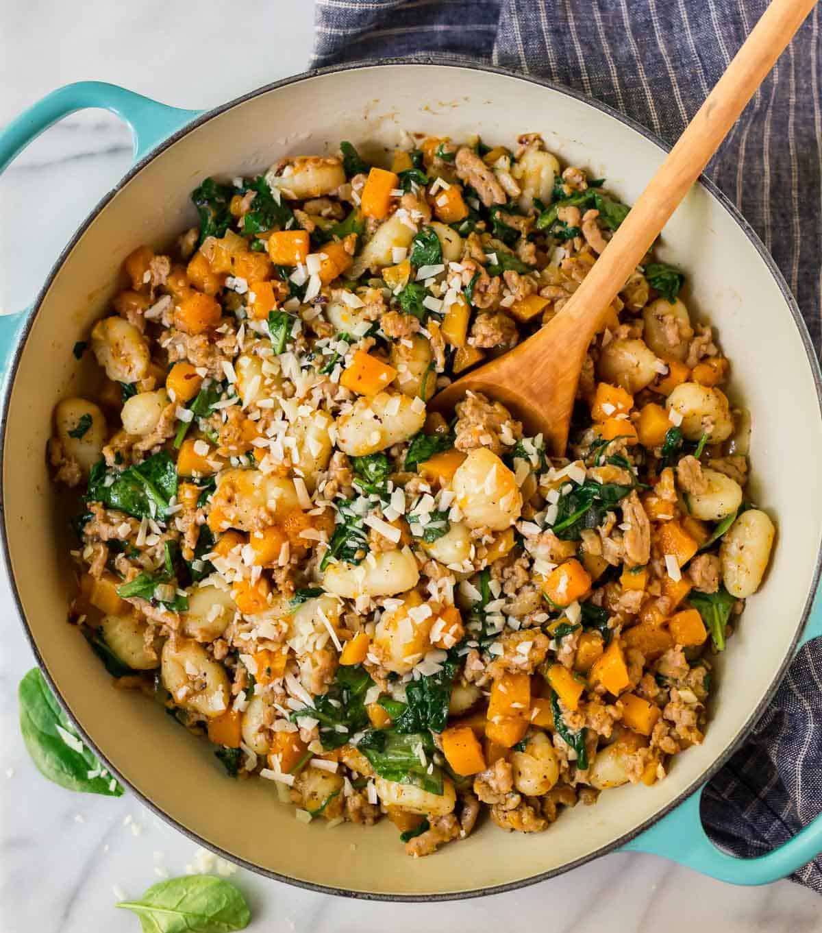One Skillet Butternut Squash Gnocchi with Italian Sausage