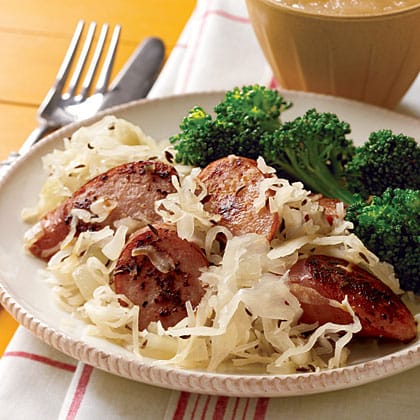 Pan-Grilled Sausages with Sauerkraut