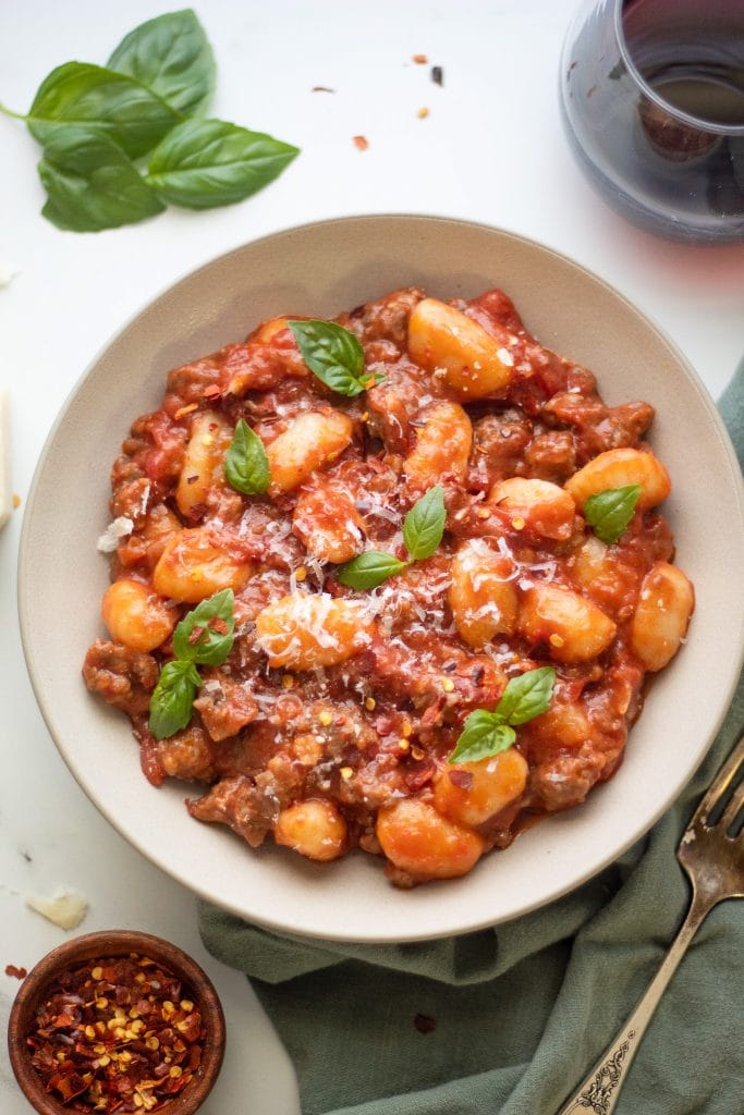 Sausage Gnocchi with Tomato Sauce