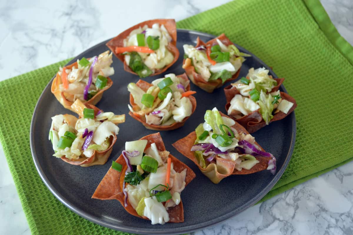 Sesame Chicken Wonton Cups