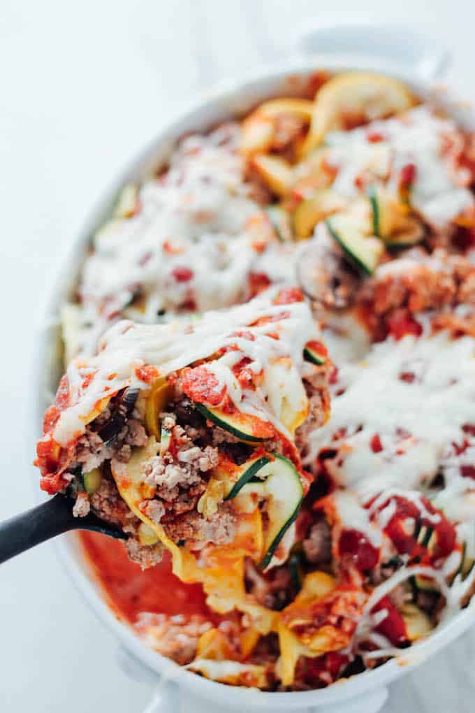 Spiralized Zucchini Lasagna Casserole
