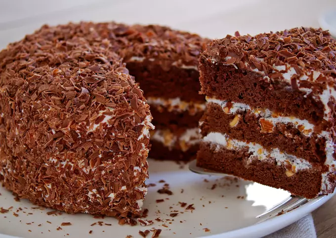 Chocolate Cake covered with Chocolate Shaving Curls
