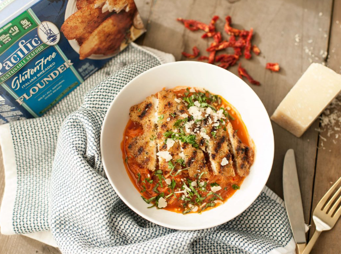 Grilled Flounder Spaghetti Squash w/ Tomato-Carrot Sauce