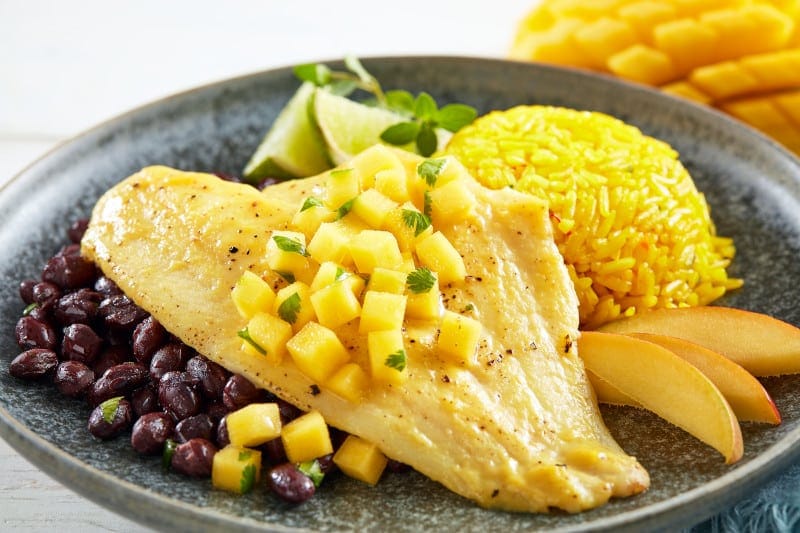 Mango Mojo Grilled Flounder