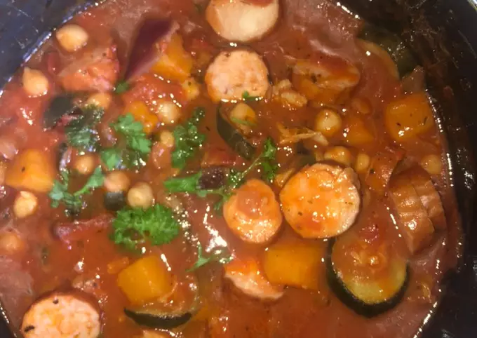 Roast Mediterranean Veg & chickpea stew