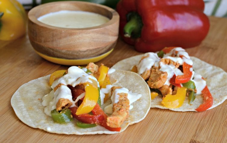 Chicken Fajitas with Creamy Queso
