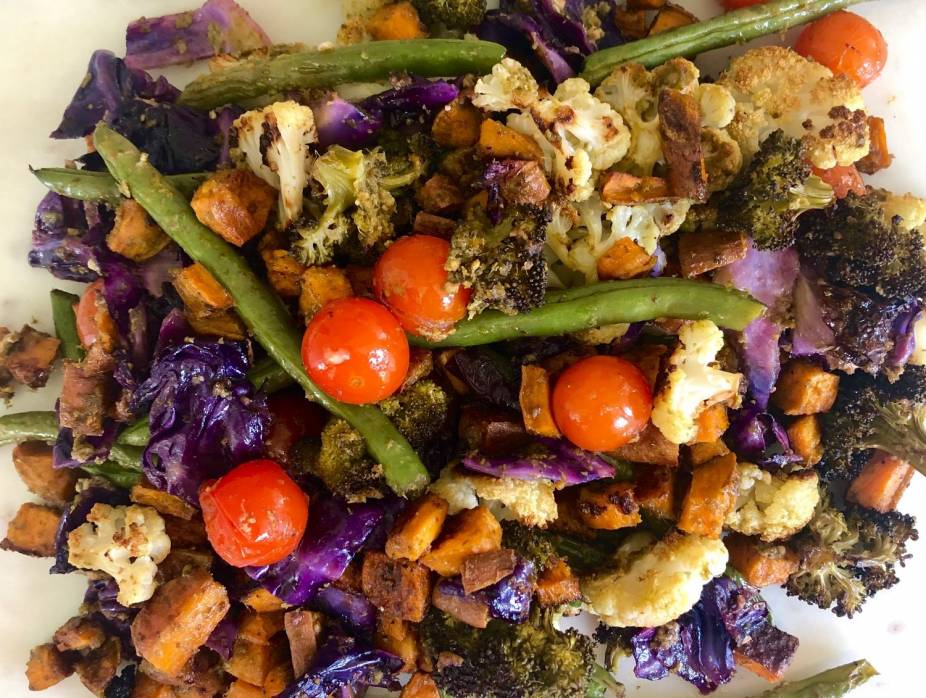 Pesto Roasted Rainbow Vegetables