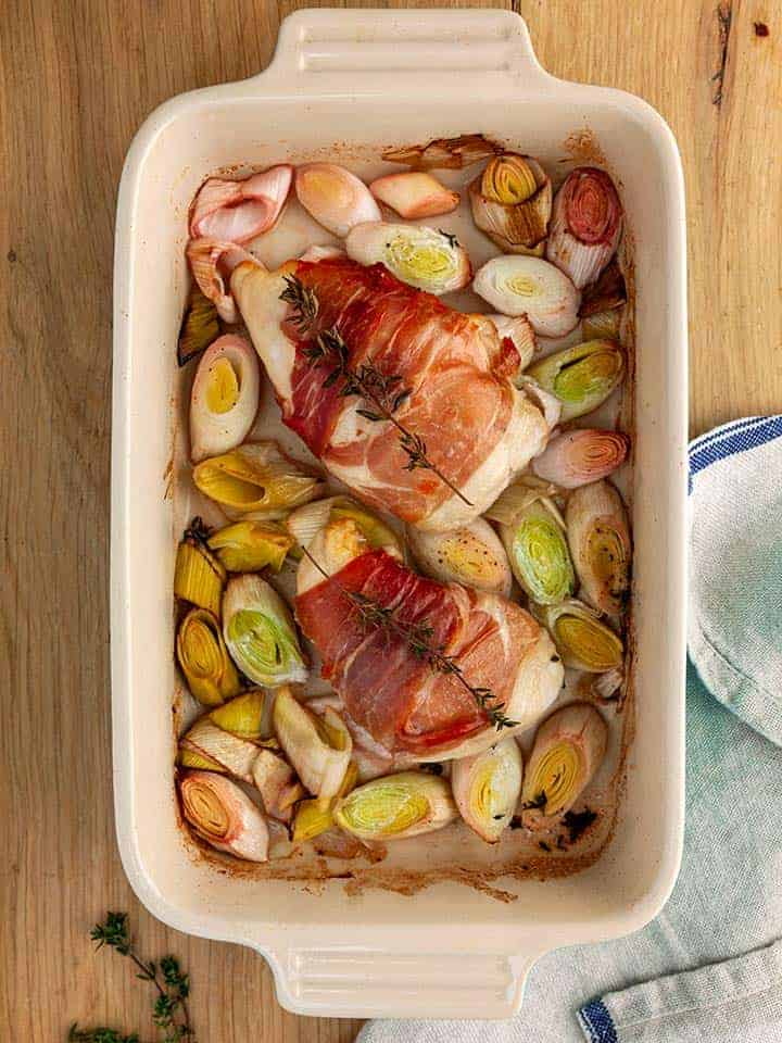 Proscuitto Wrapped Chicken with Leeks
