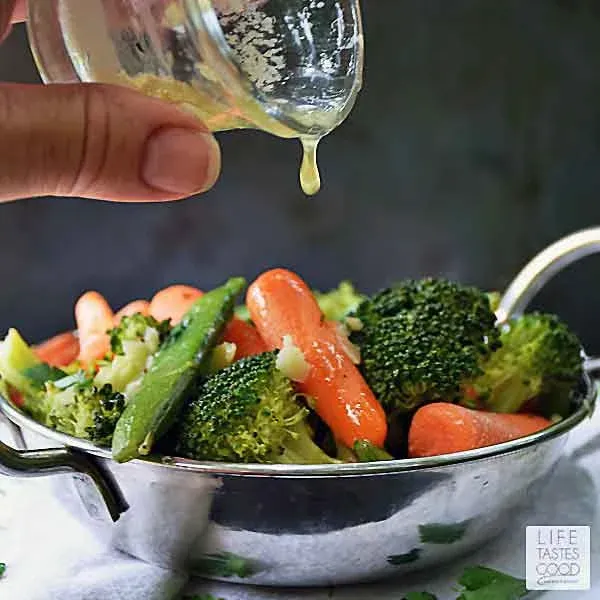 Steamed Vegetables with Garlic Butter Sauce