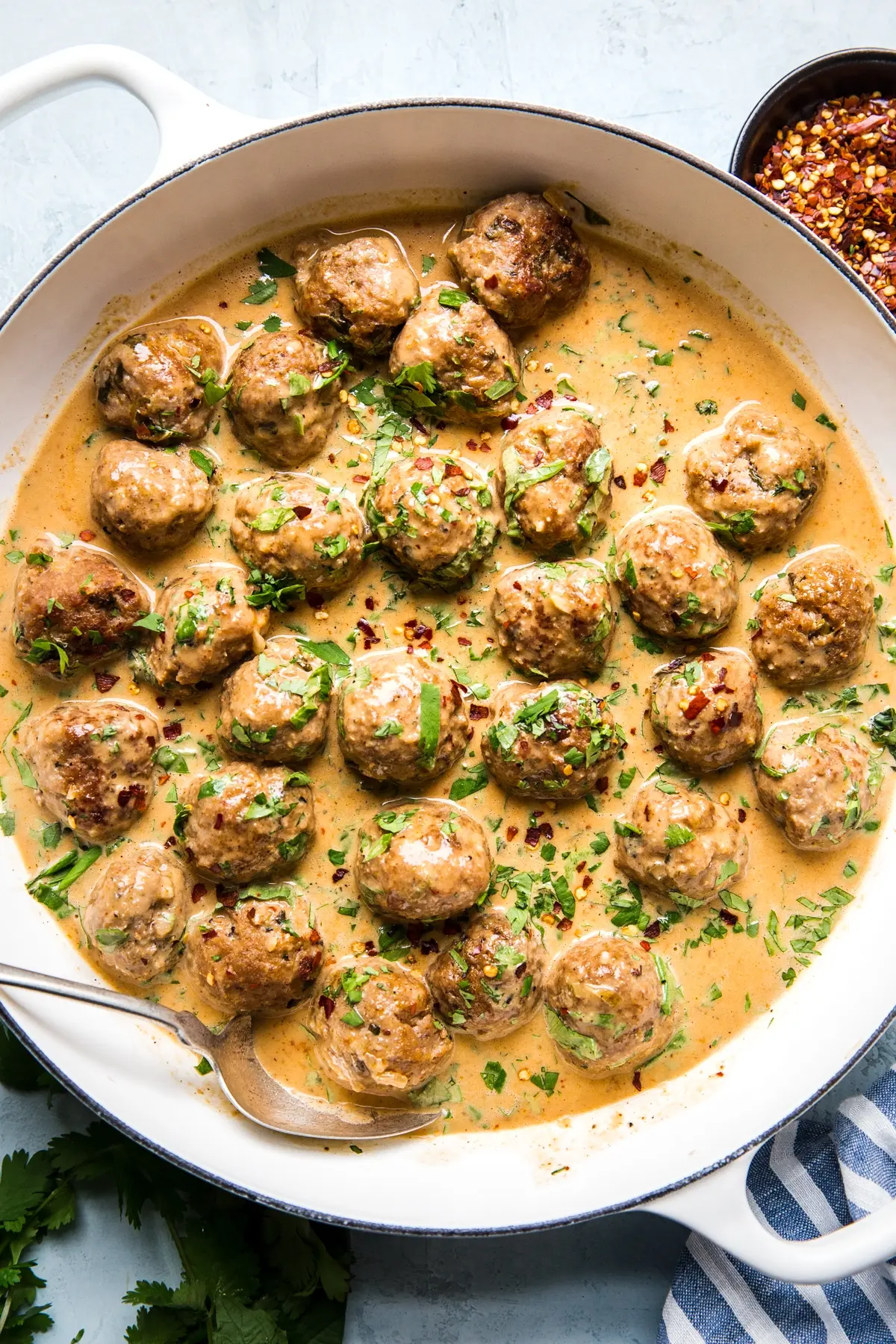 Turkey Meatballs in a Creamy Red Curry Sauce
