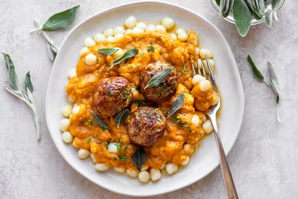 Turkey Meatballs in Pumpkin Sage Sauce