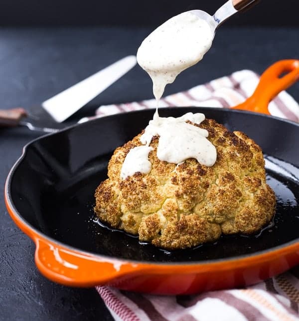 Whole Roasted Cauliflower with Creamy Dijon Sauce