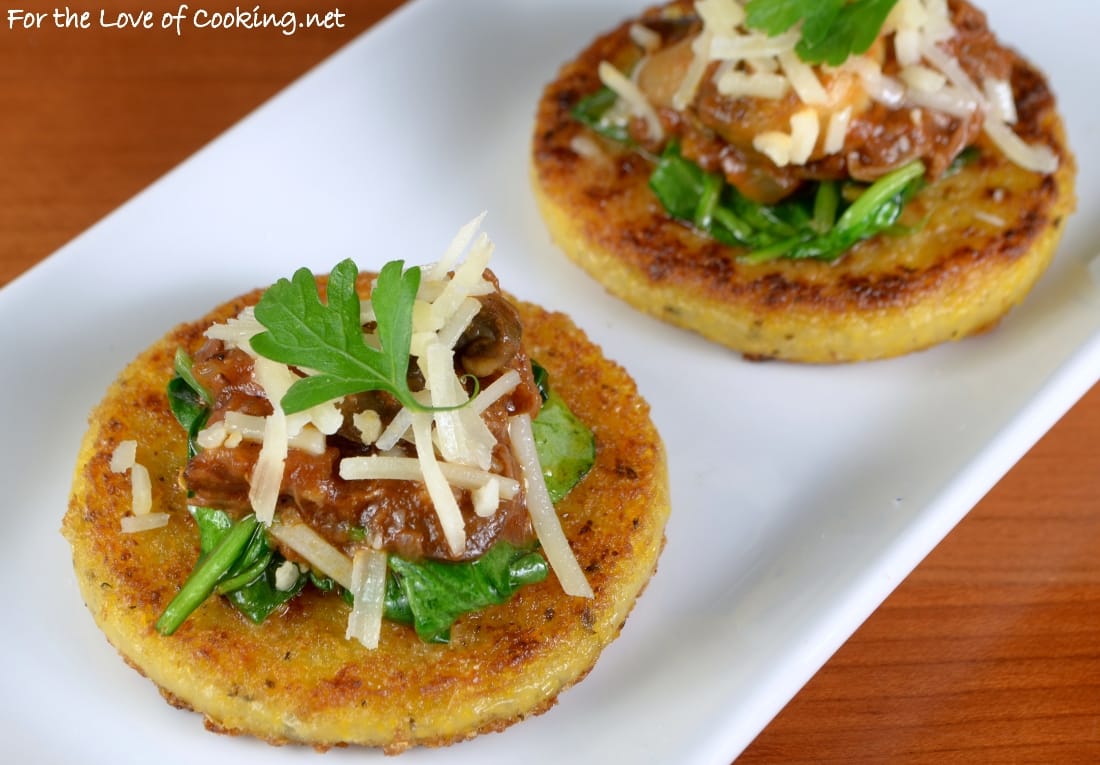 Crisp Polenta Topped with Sautéed Spinach