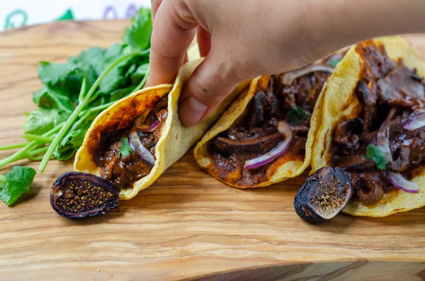 Fig Mole Mushroom Tacos