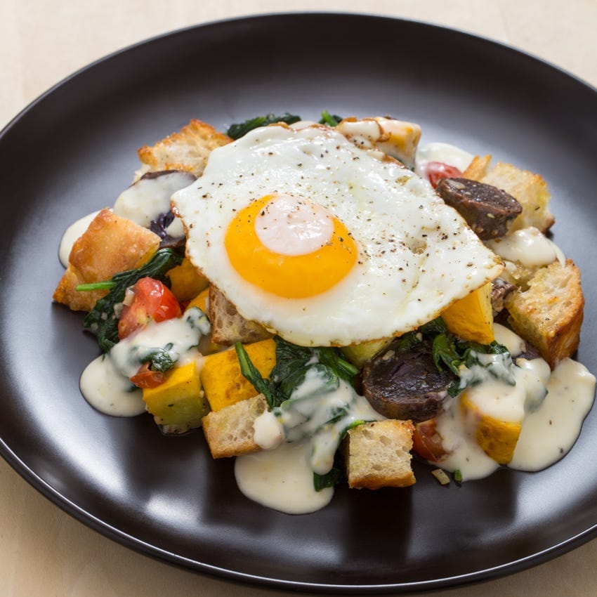 Fried Egg-Topped Summer Sauté