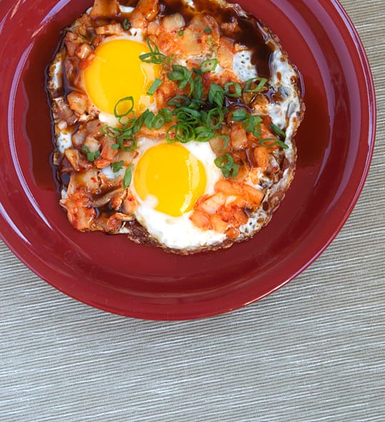 Fried Eggs with Kimchi