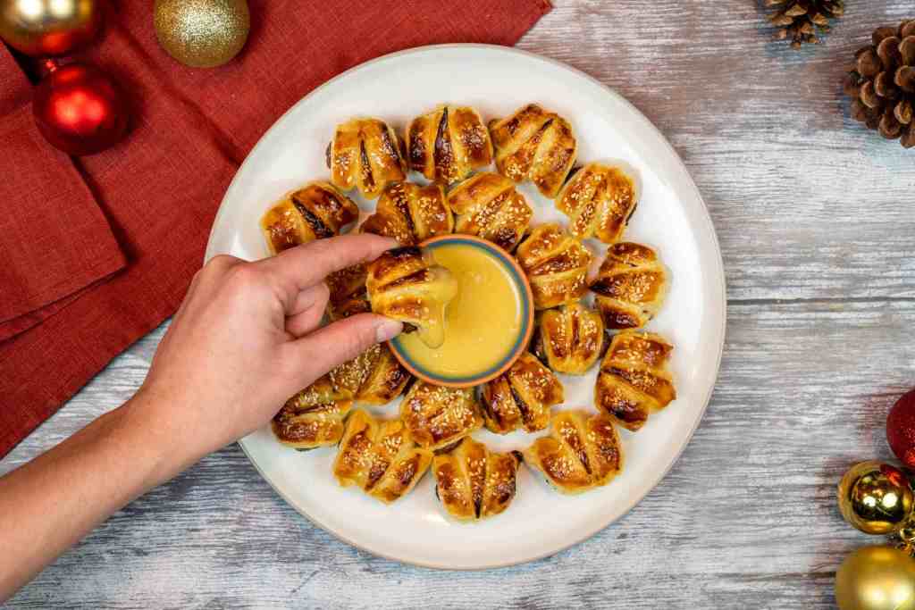 Mini Sausage Rolls with Sweet Mustard Dip