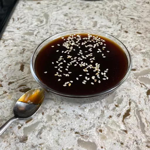 Teriyaki sauce and sesame seeds