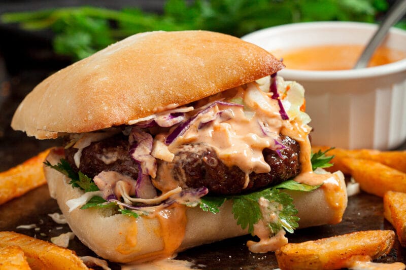 Asian Burgers with Sriracha Mayo