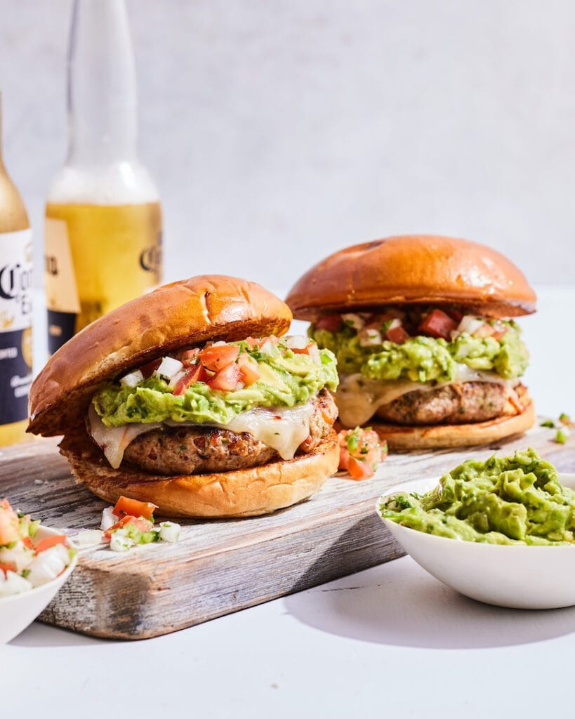 Guacamole Turkey Burgers with Pepperjack Cheese