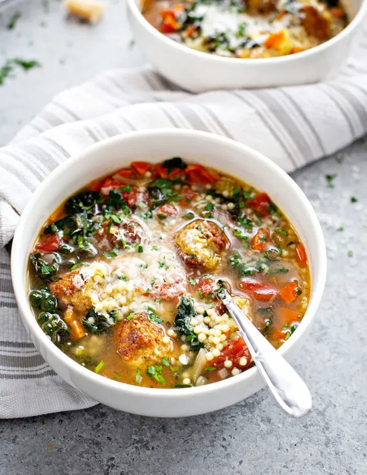 Italian Wedding Soup with Chicken Meatballs