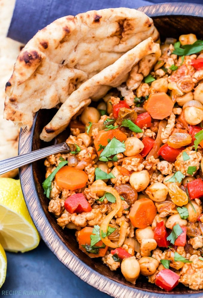 Moroccan Turkey and Chickpea Skillet