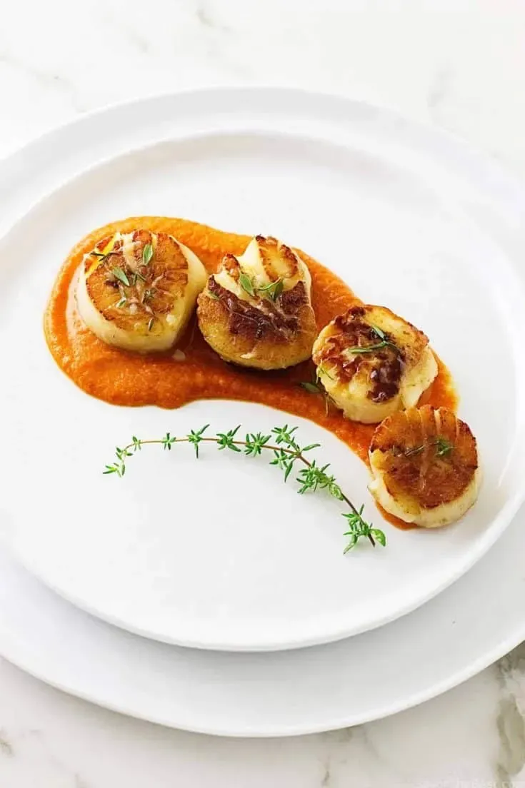 Seared Scallops with Romesco Sauce