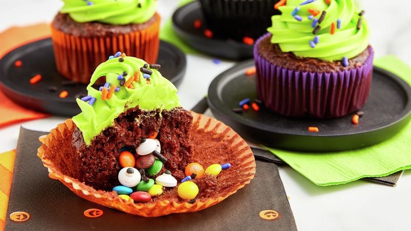 Surprise-Inside Halloween Candy Cupcakes