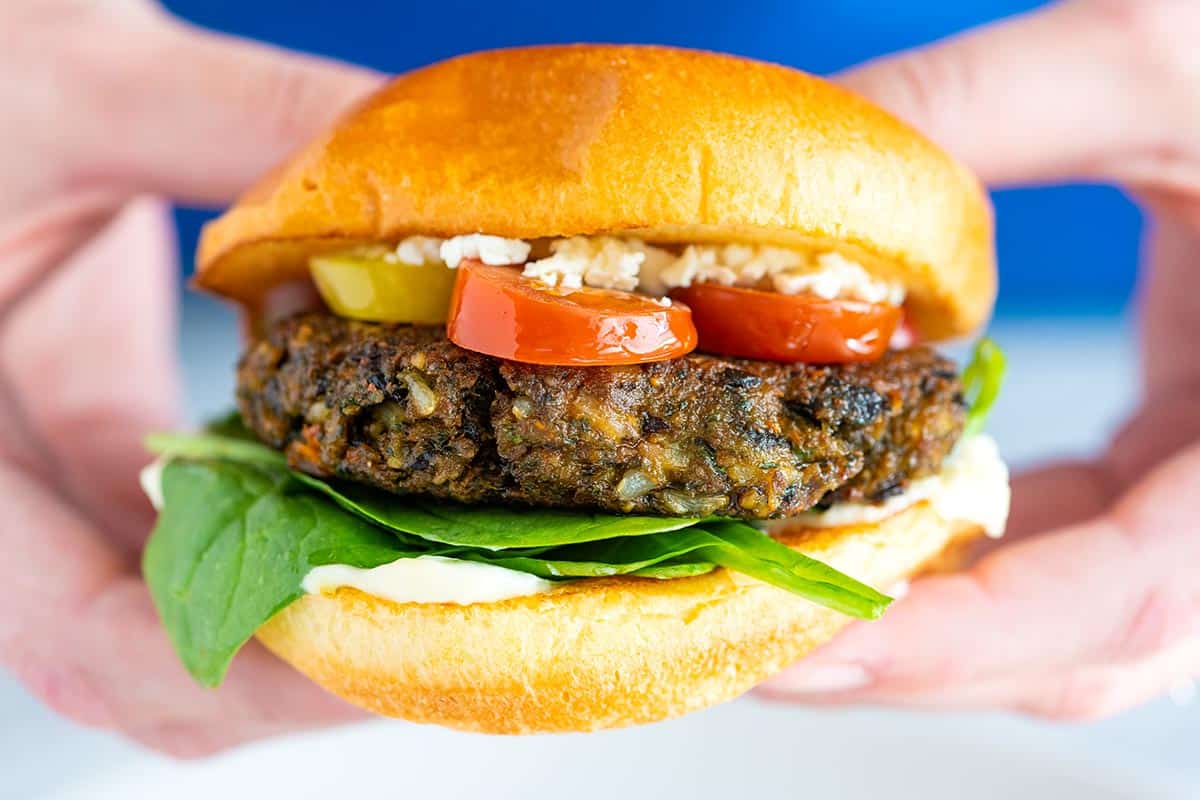 The Best Veggie Burger with toppings