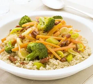 Quinoa with stir-fried winter veg