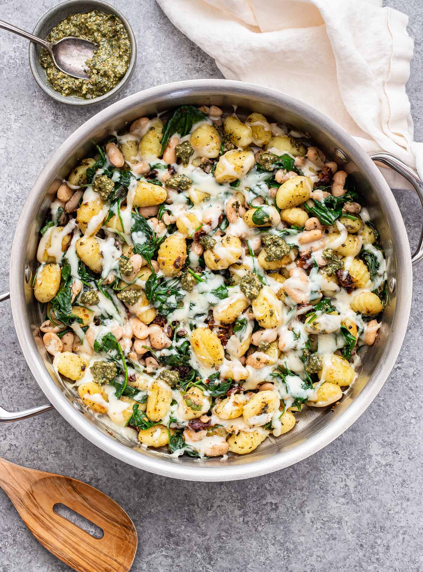 Spinach White Bean Gnocchi Skillet