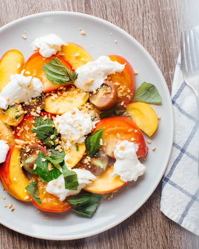 Peach and Burrata Caprese Salad