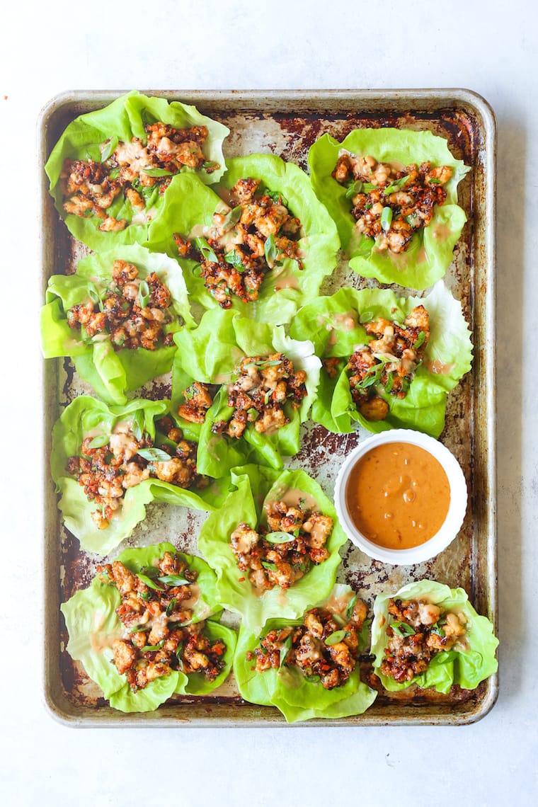 Thai Peanut Chicken Lettuce Wraps