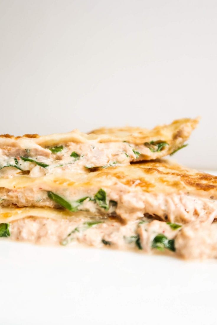 10-Minute Tuna Melt Quesadilla With Sriracha Sauce