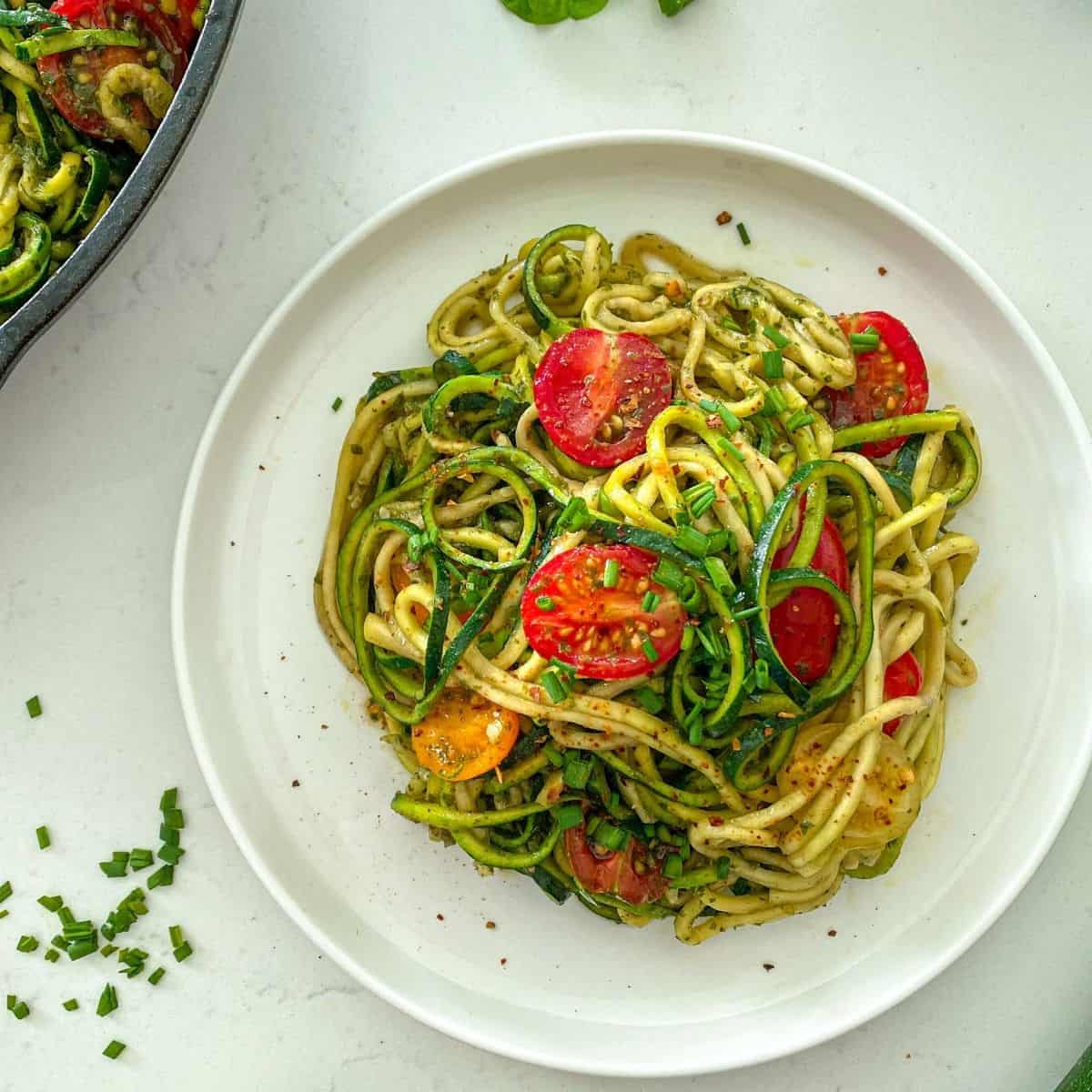 Insanely Fast Zucchini Noodles with Pesto