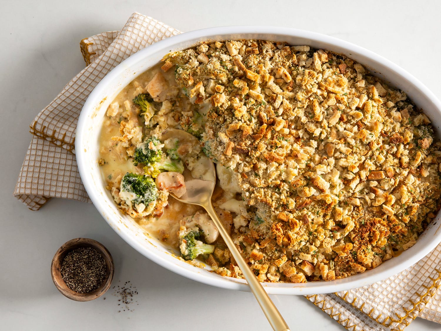 3-Ingredient Broccoli and Stuffing Gratin