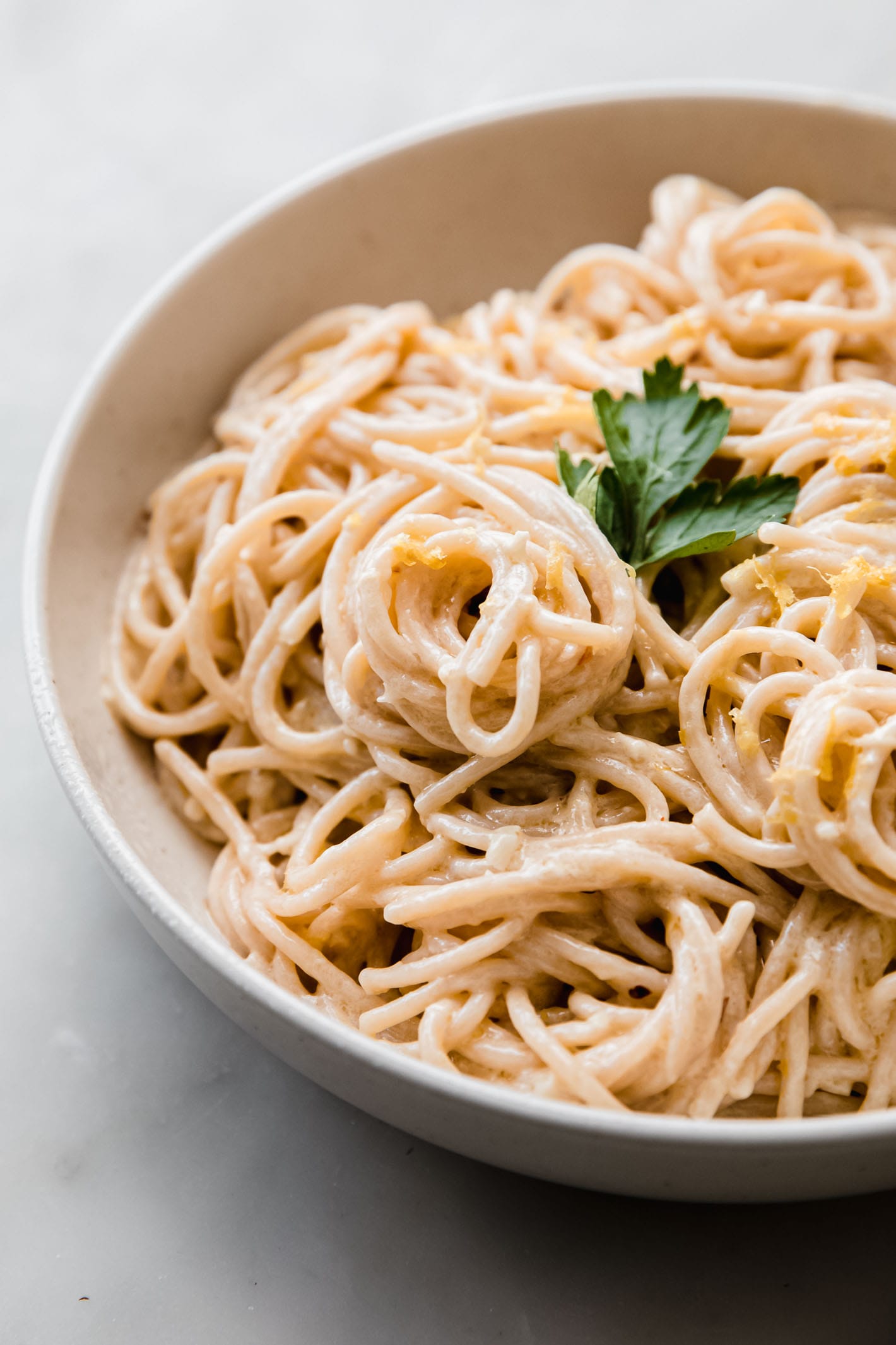 Quick & Healthy Creamy Lemon Garlic Pasta